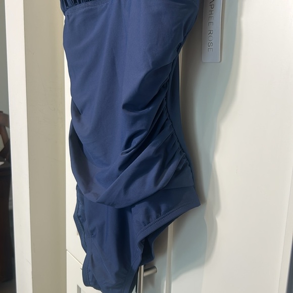 Laphee Rose One Piece Swimsuit Tummy Control Ruched Blue Size XXL New - Picture 6 of 16